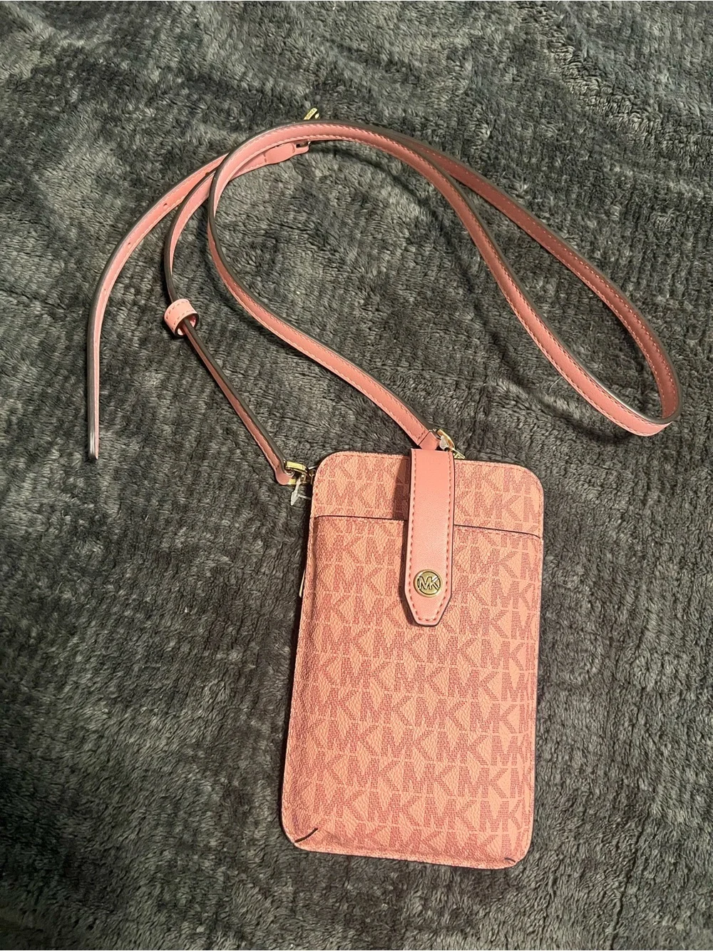Michael Kors Pink Monogram Crossbody Wristlet